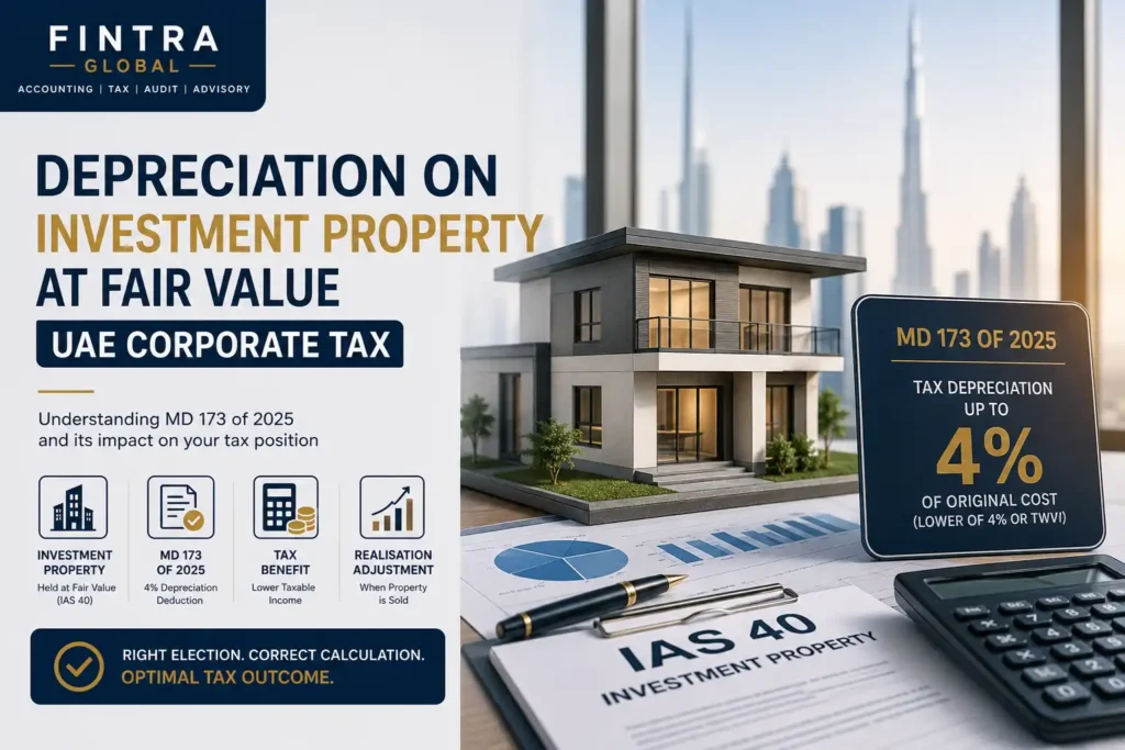 Depreciation on investment property at fair value in UAE under MD 173 of 2025