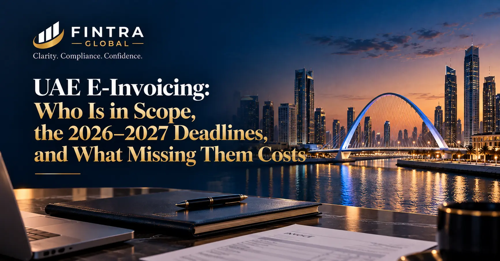 UAE e-invoicing deadline timeline showing ASP appointment and go-live dates for 2026 and 2027