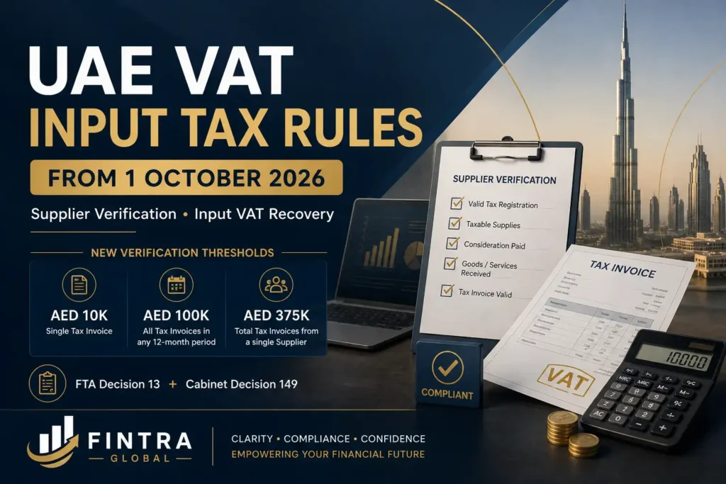 UAE VAT Input Tax Rules from 1 October 2026
